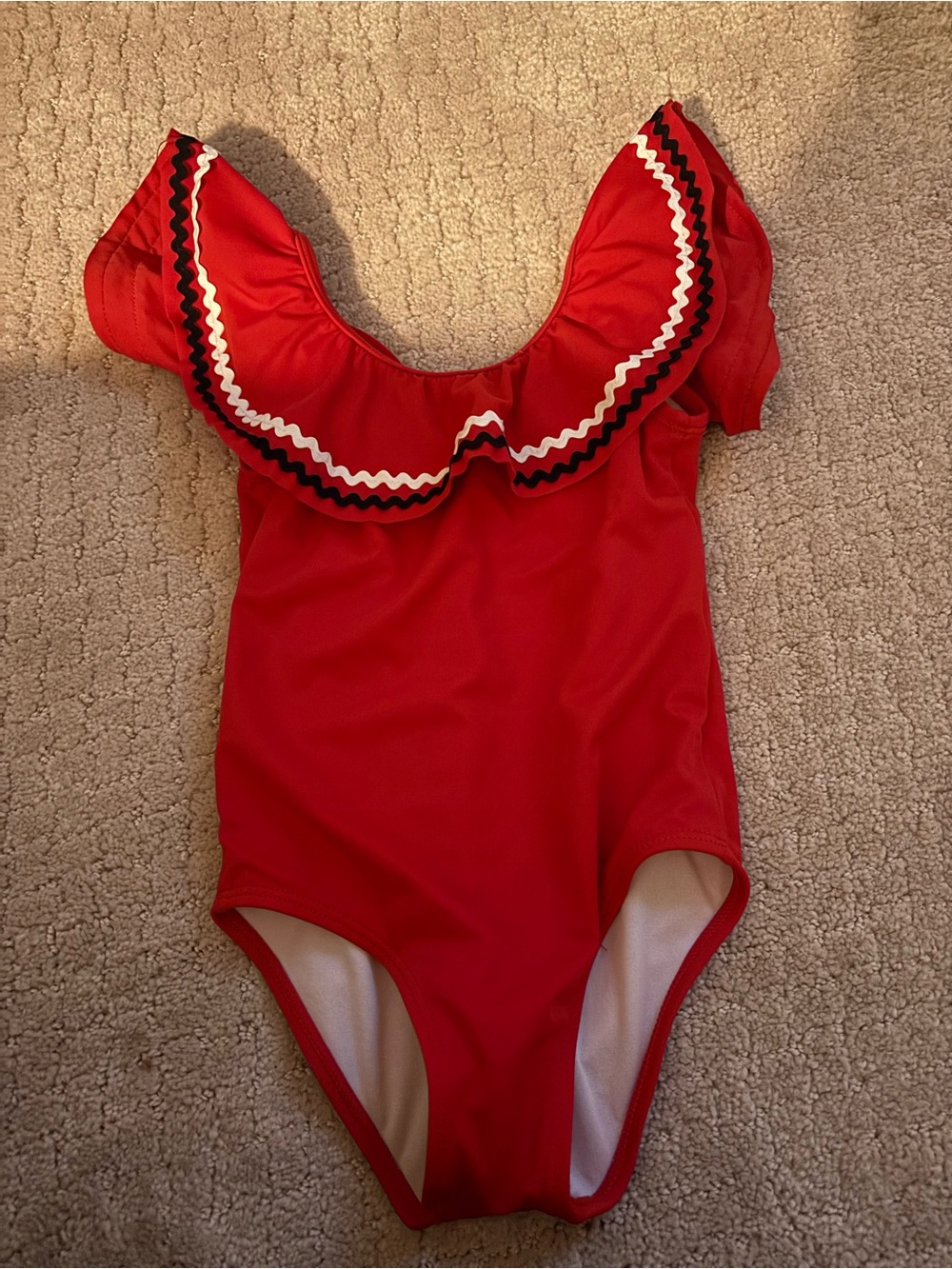 Janie and Jack Red One-Piece Swimsuit with Ruffle Trim